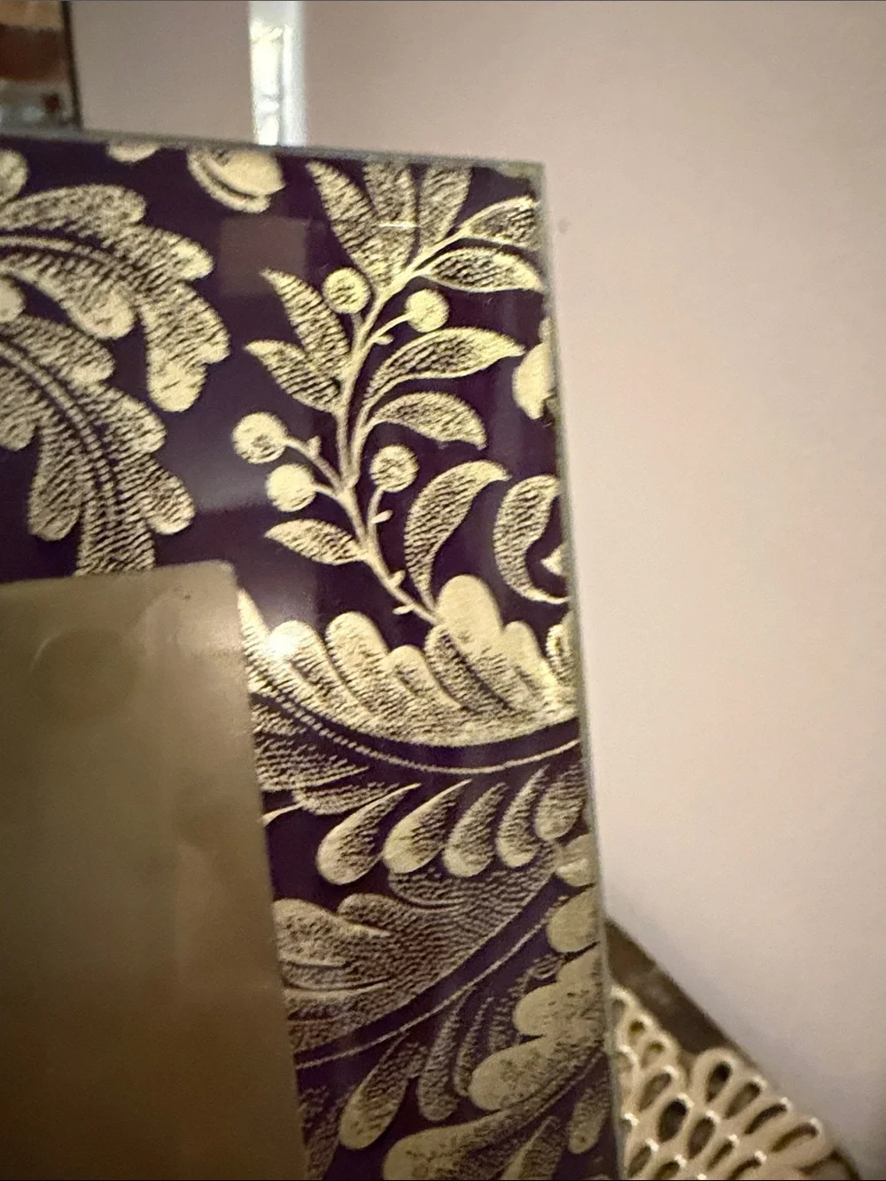 Fringe Alchemy Collection Gold and Burgandy Glass Picture Frame, 4” x 6”